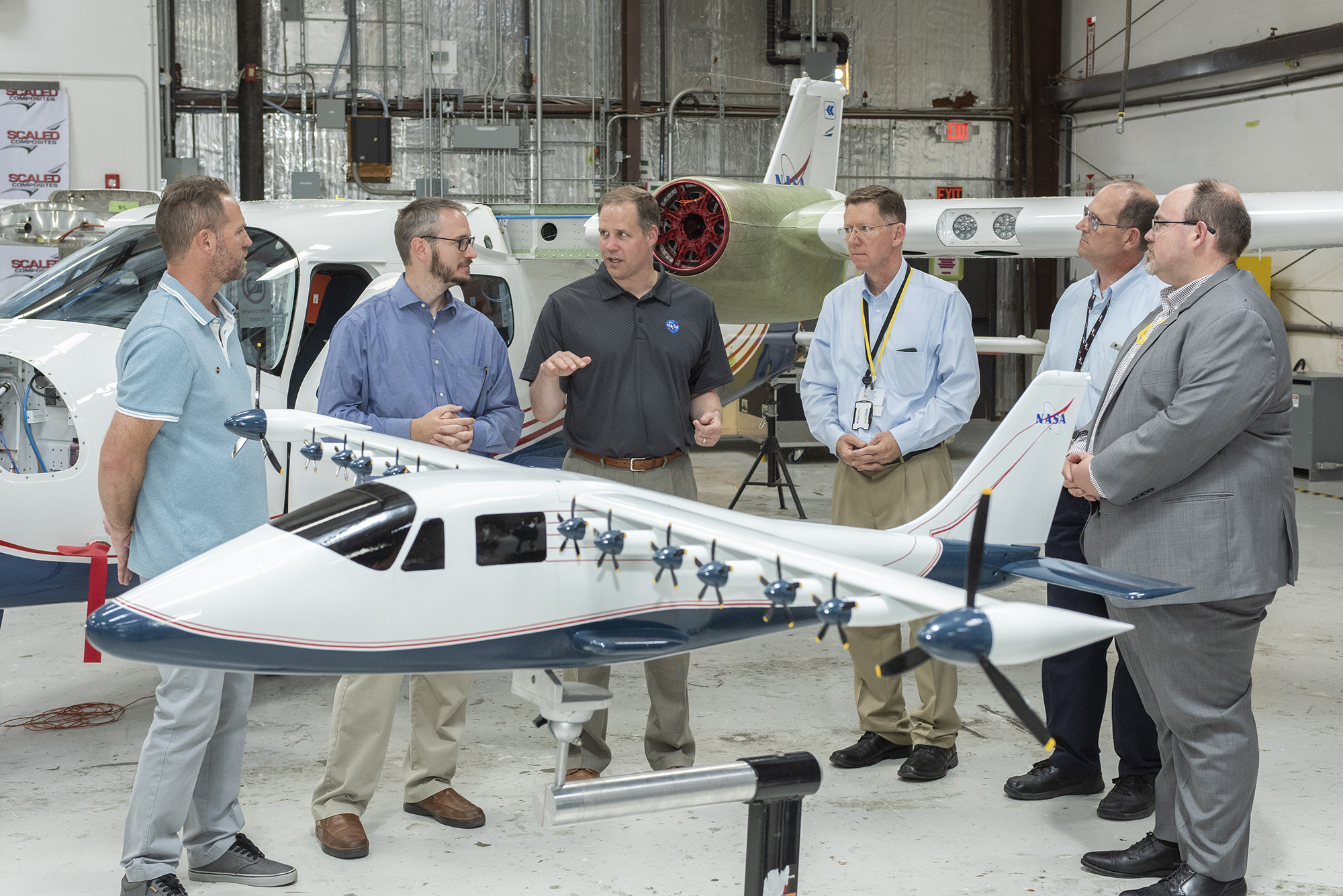 Armstrong?s X-57 team brief Administrator Bridenstine about the progress to modify the Tecnam P2006T.