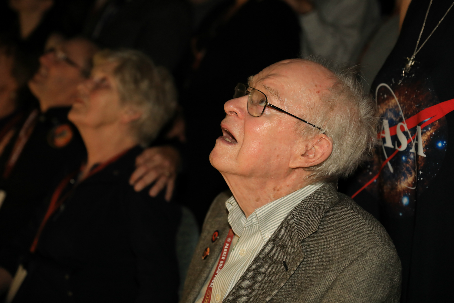 Physicist Eugene Parker watches the launch of the spacecraft that bears his name, NASA’s Parker Solar Probe, on Aug. 12, 2018.