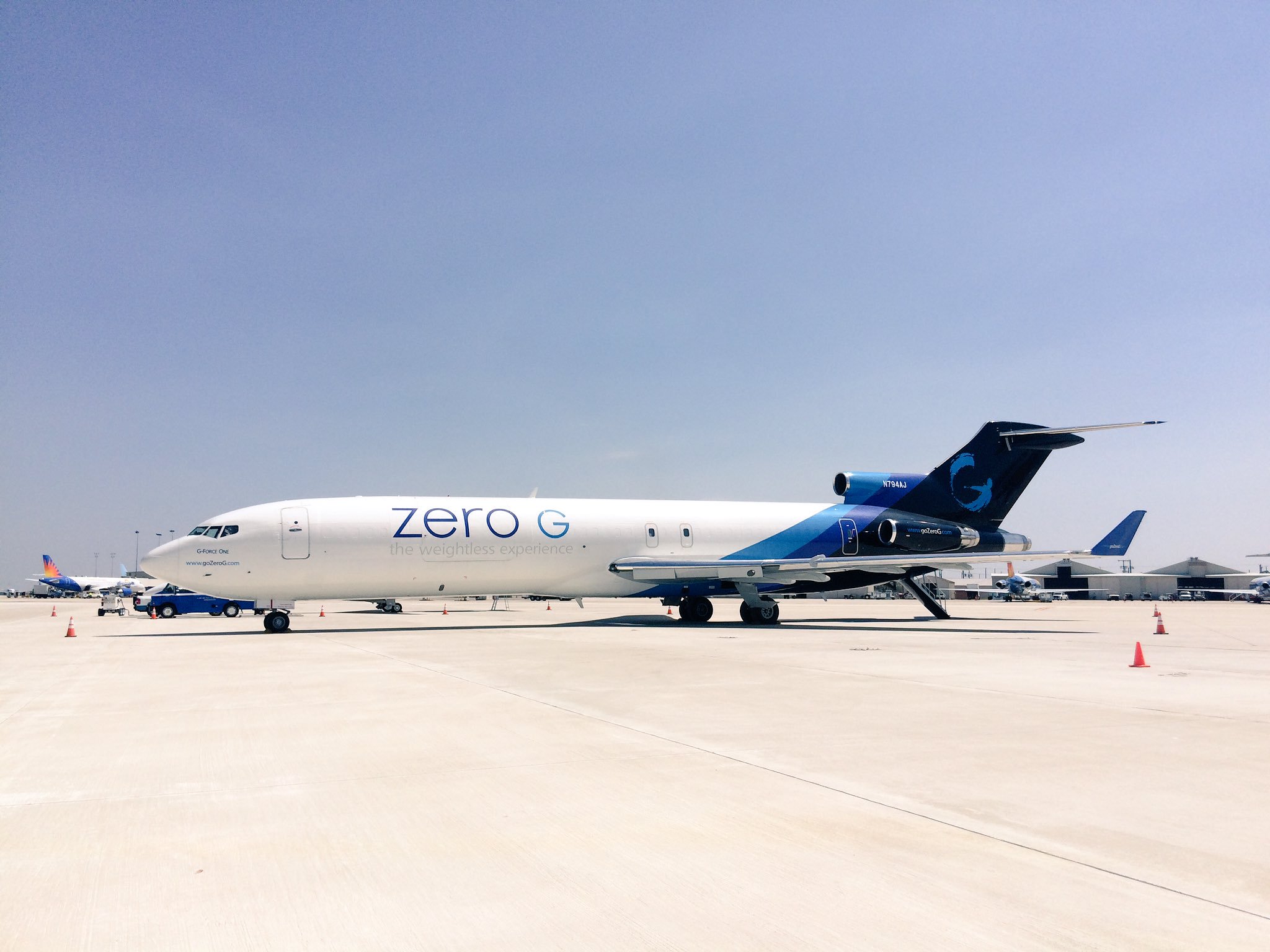 Zero Gravity Corporation?s G-FORCE ONE aircraft on runway