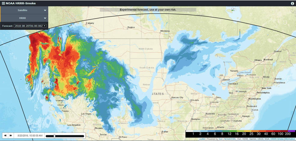 smoke map from NOAA