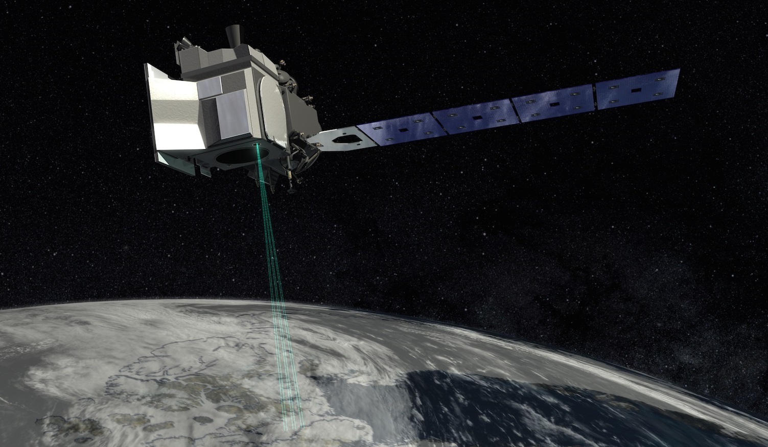 Artist rendition of the ICEsat-2 satellite