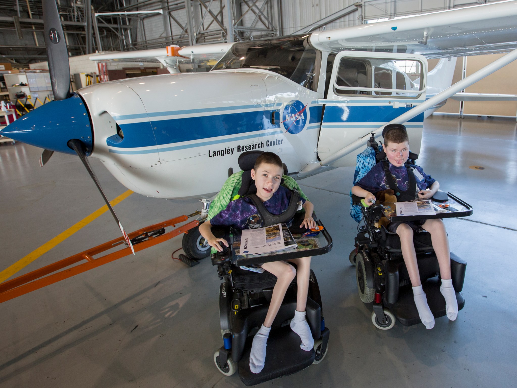 Mikey and Robbie in the hangar