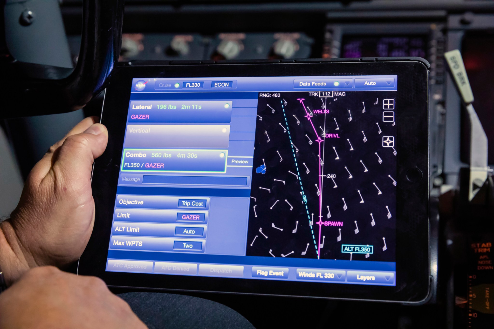 NASA's Traffic Aware Planner (TAP) software recommends a way to save time and fuel on an Alaska Airlines flight