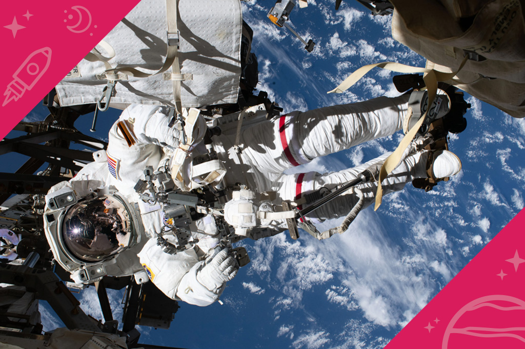 NASA astronaut Andrew Morgan is pictured tethered to the International Space Station while finalizing thermal repairs on the Alpha Magnetic Spectrometer, a dark matter and antimatter detector, during a spacewalk that lasted 6 hours and 16 minutes.