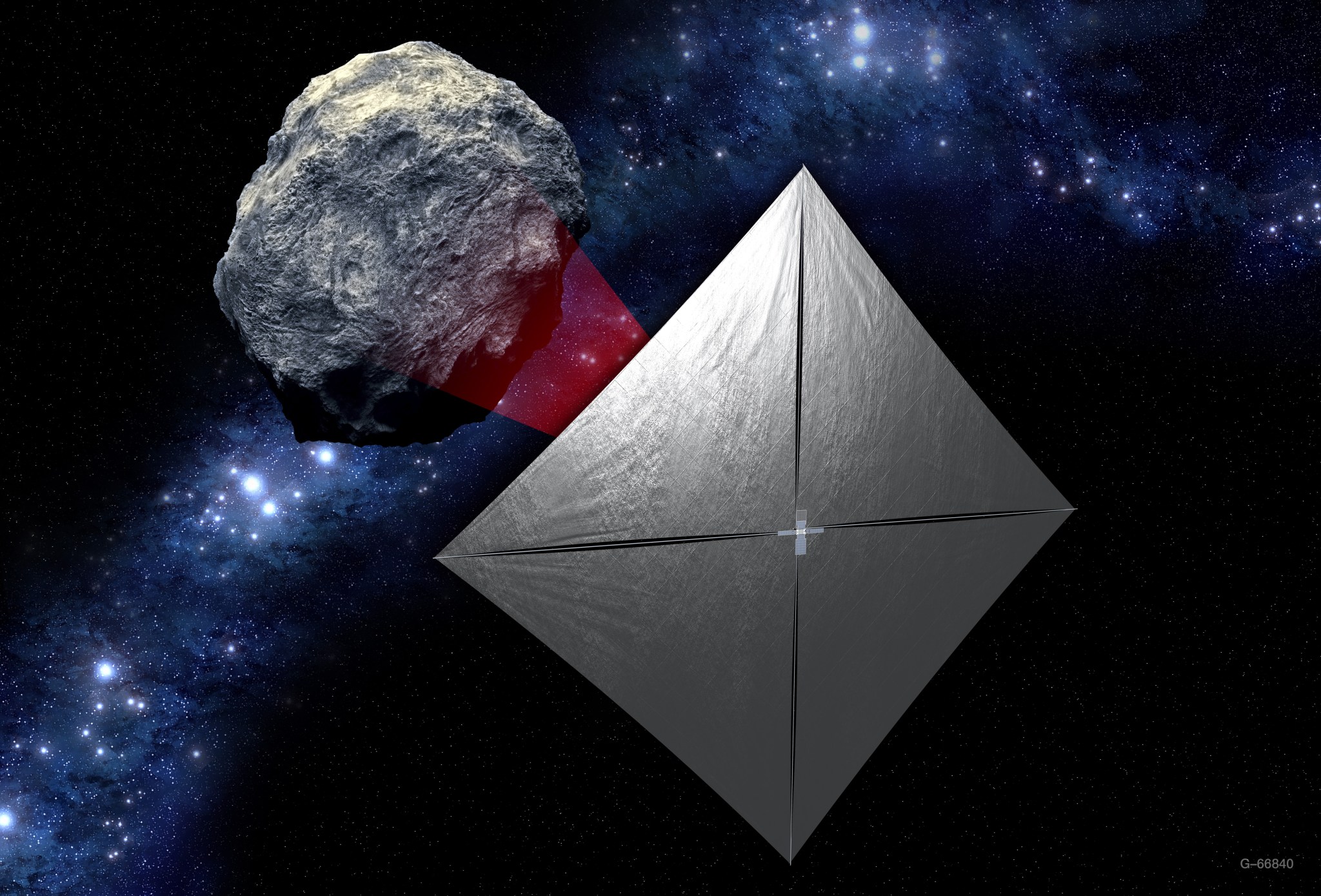 A concept image of the Near-Earth Asteroid Scout mission.