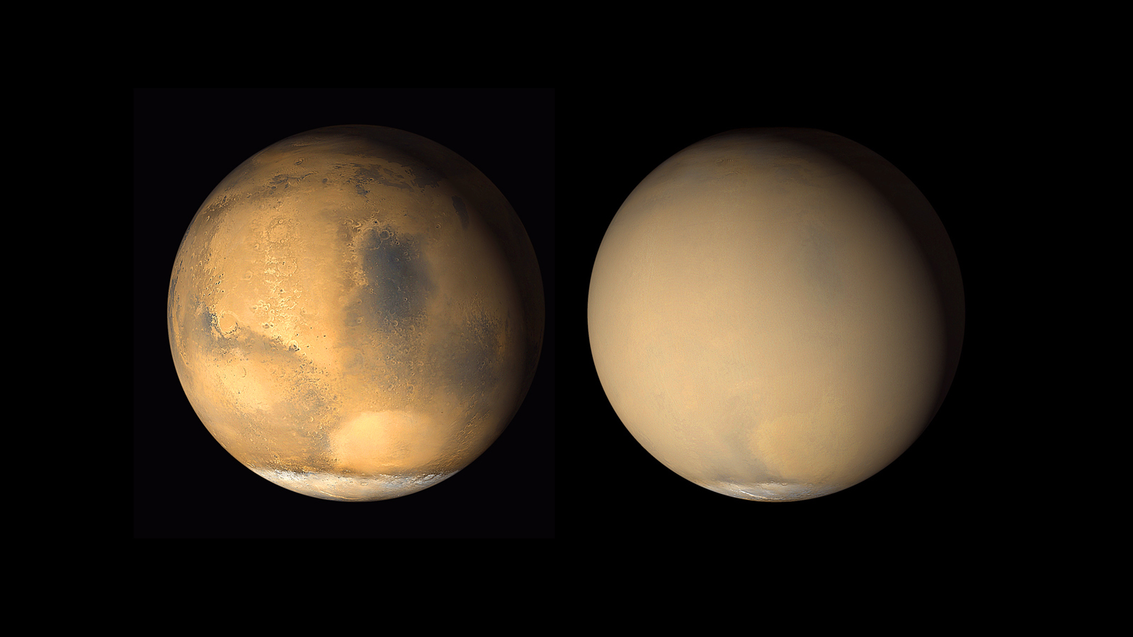 Two 2001 images from the Mars Orbiter Camera 