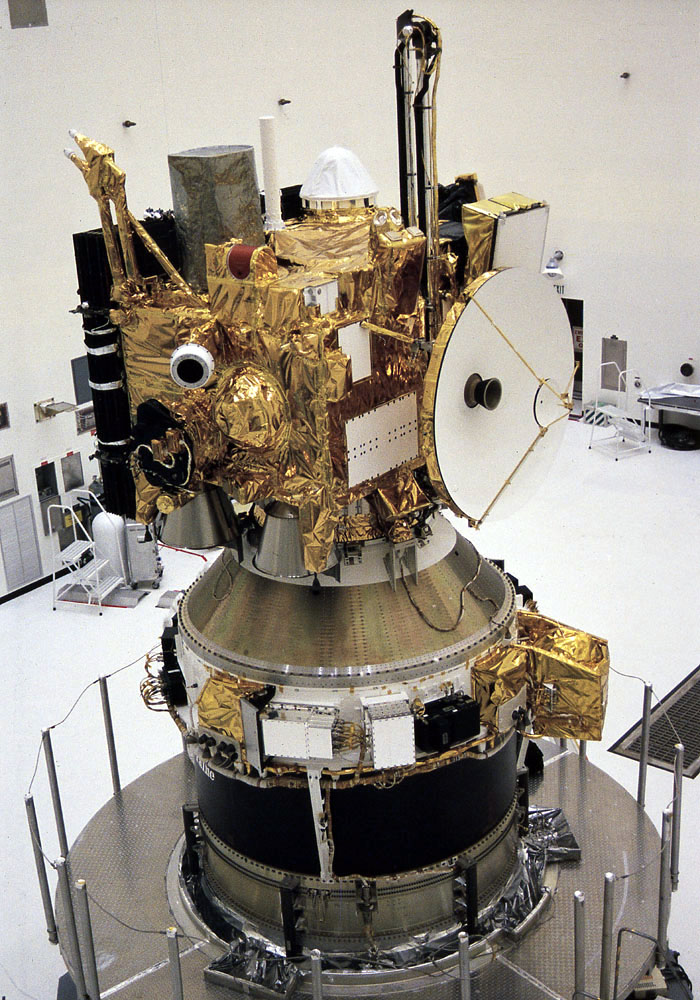 The Mars Observer and TOS payload are ready for final integration in the Titan III nose fairing.