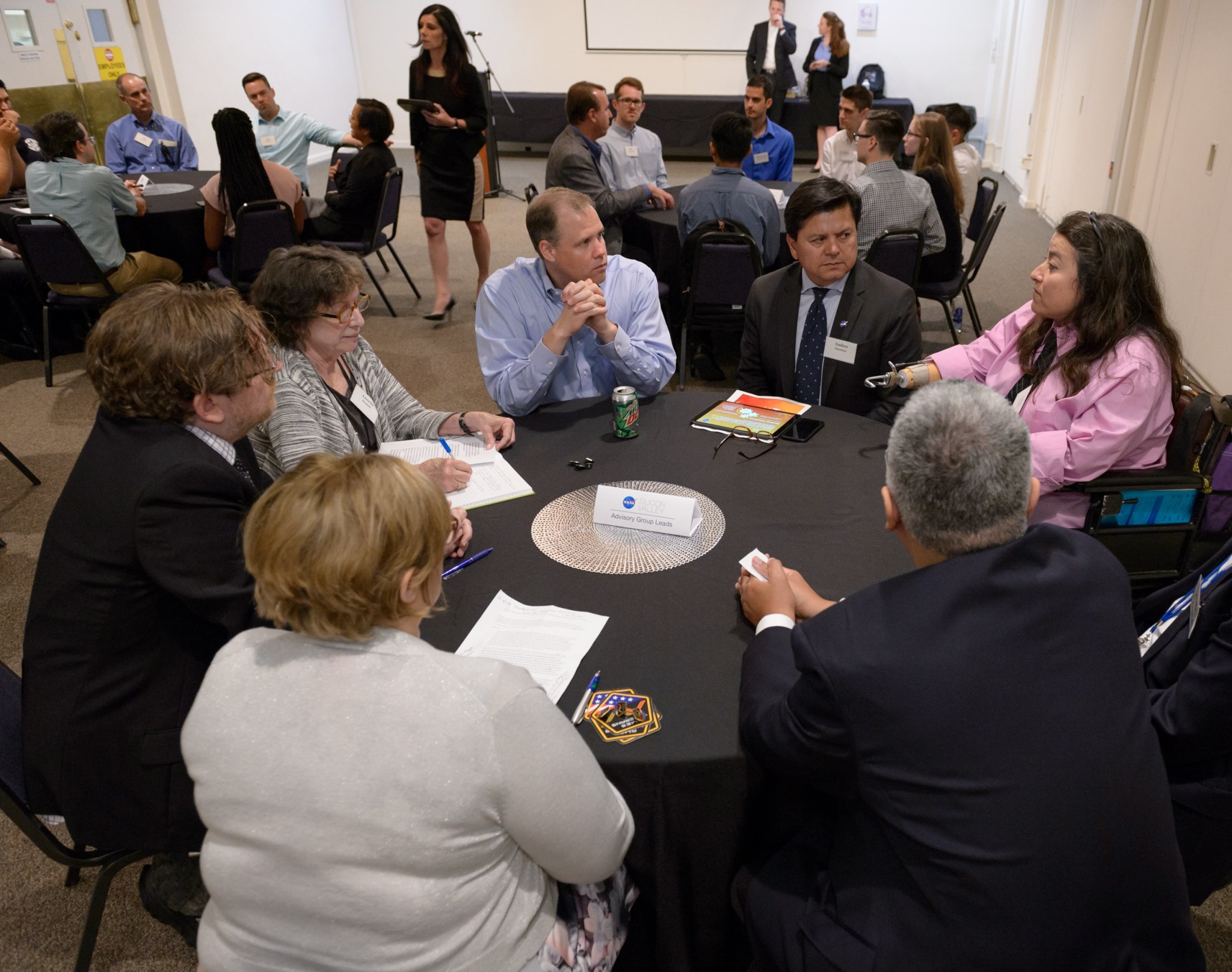 Bridenstine listening to employees