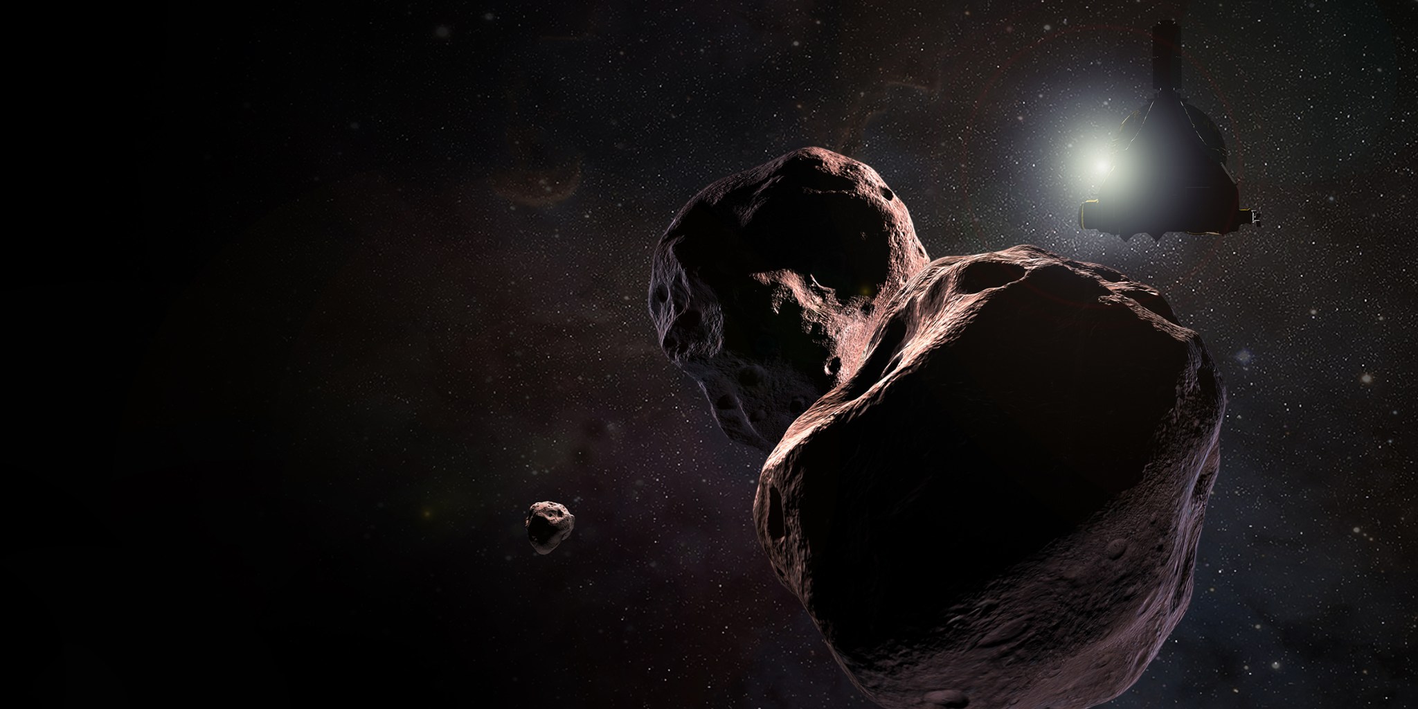 Illustration of NASA’s New Horizons spacecraft encountering the Kuiper Belt object nicknamed Ultima Thule on Jan. 1, 2019