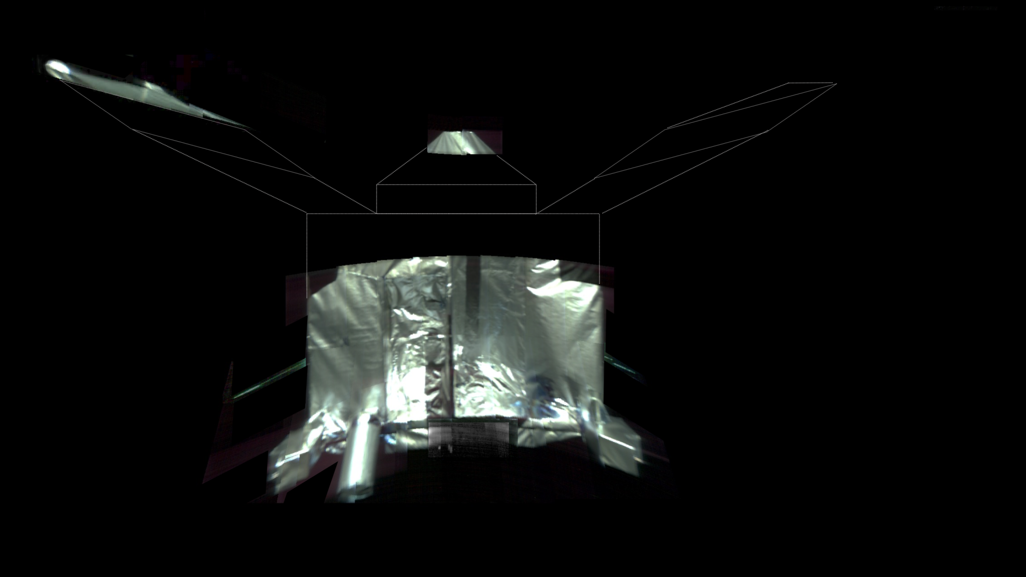 distorted photo composite of spacecraft