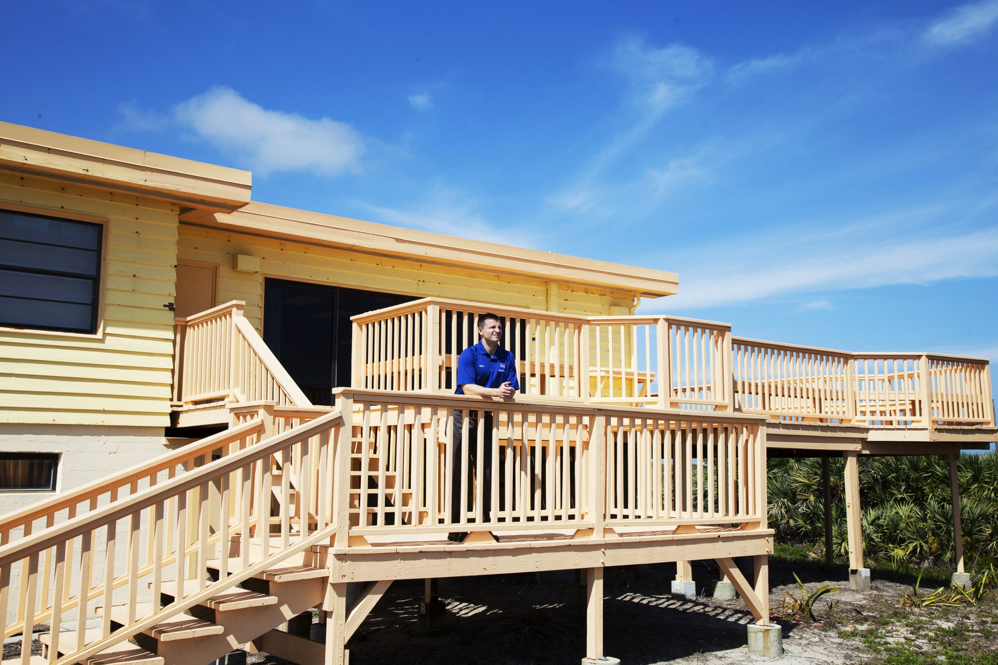 Astronaut Andrew Morgan looks over the ocean from the Beach House