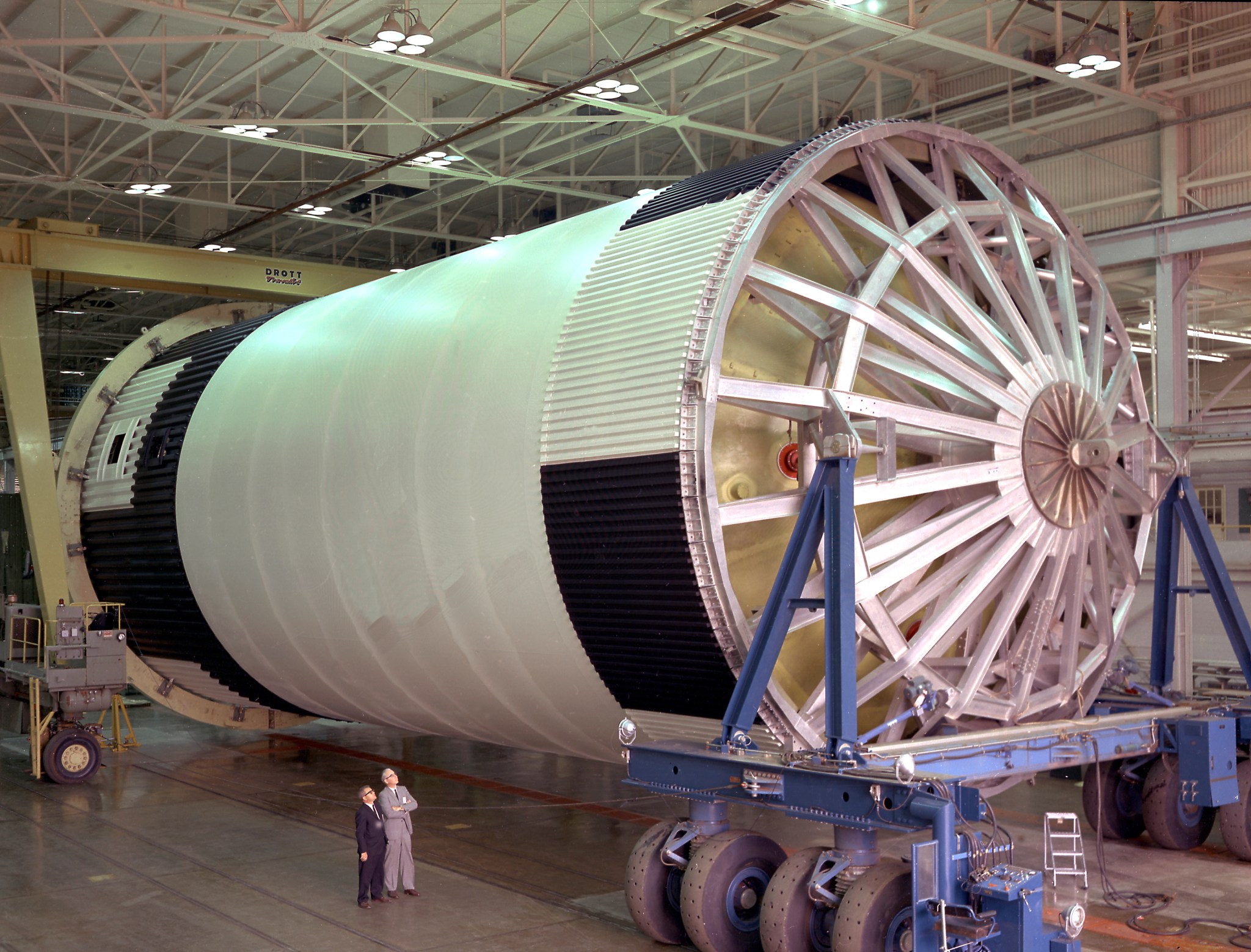 This week in 1964, an assembled liquid oxygen tank for the Saturn V S-IC, or first stage.
