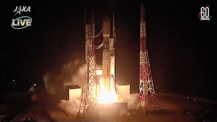 A Japan Aerospace Exploration Agency rocket carrying the HTV-7 resupply ship blasts off at 12:52 p.m. CDT on Sept. 22.