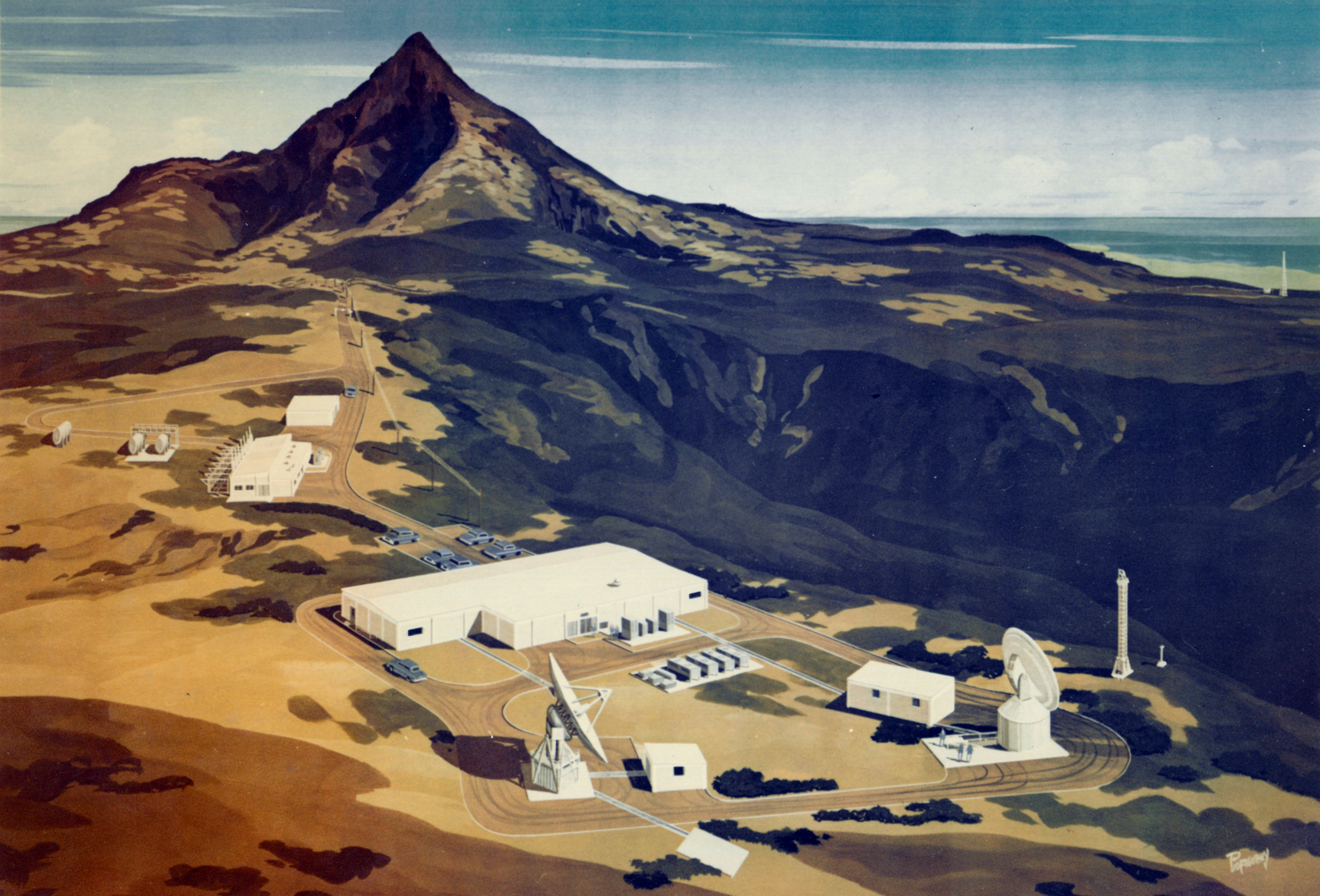 painting of Ascension Island tracking station