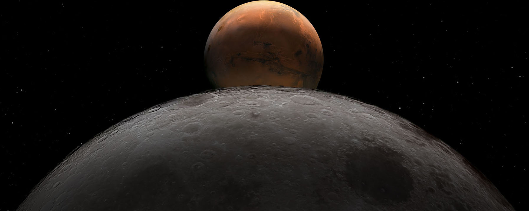 Artist Depiction of the Moon and Mars