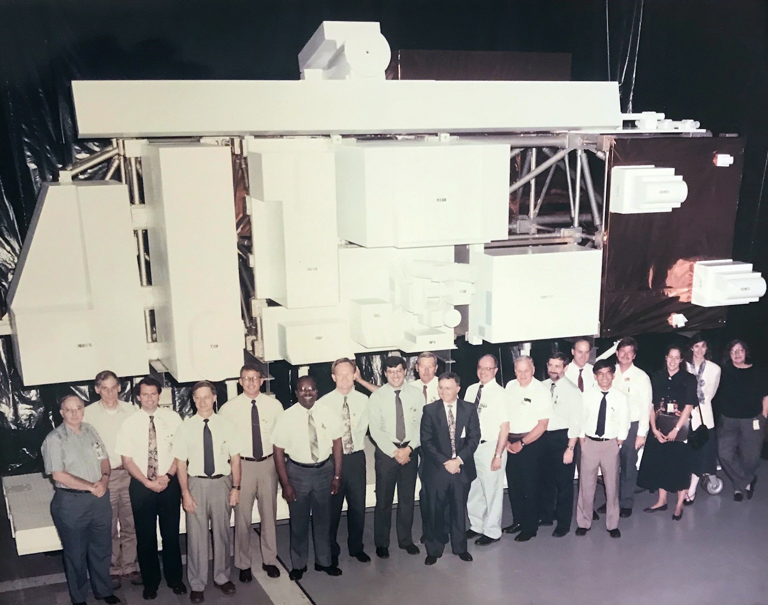 NASA team in front of Terra model