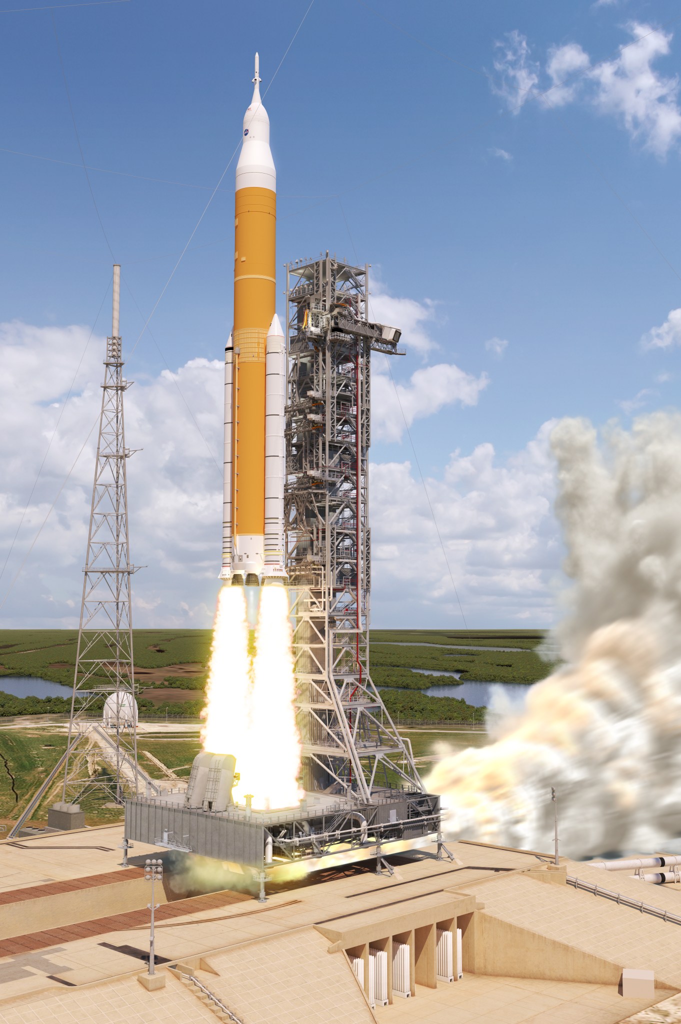 Concept image of NASA's SLS Block 1B launching