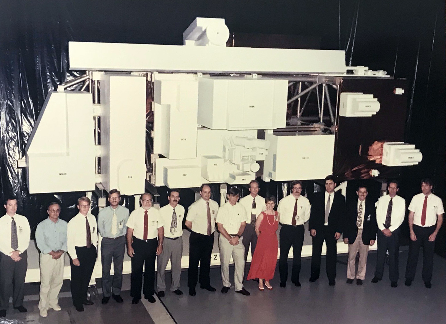 NASA team in front of Terra model