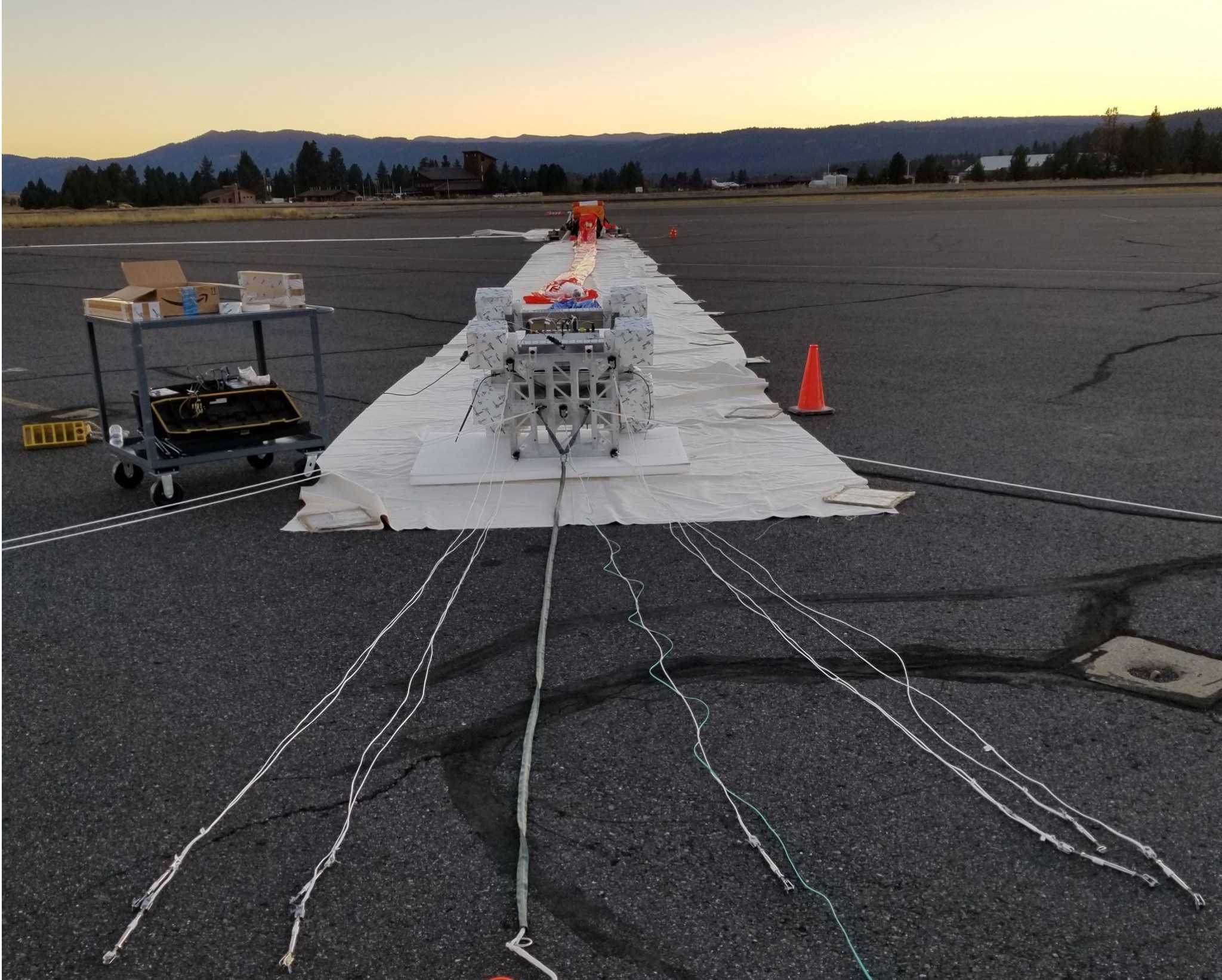 A “flight train” is prepared at World View’s remote launch location in McCall, Idaho.