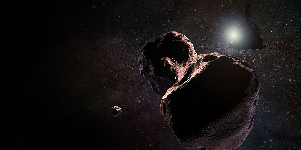 Artist's impression of NASA’s New Horizons spacecraft encountering 2014 MU69