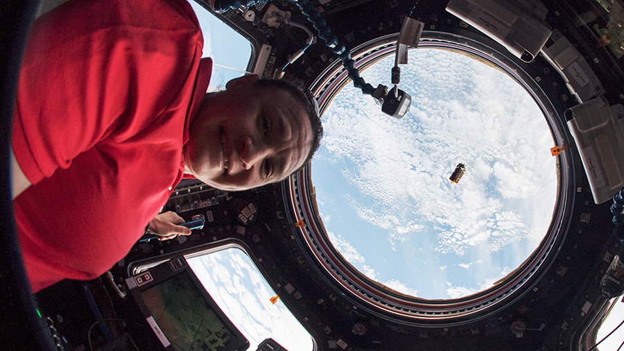 Flight Engineer Serena Auñón-Chancellor of NASA monitors the arrival of the H-II Transfer Vehicle-7