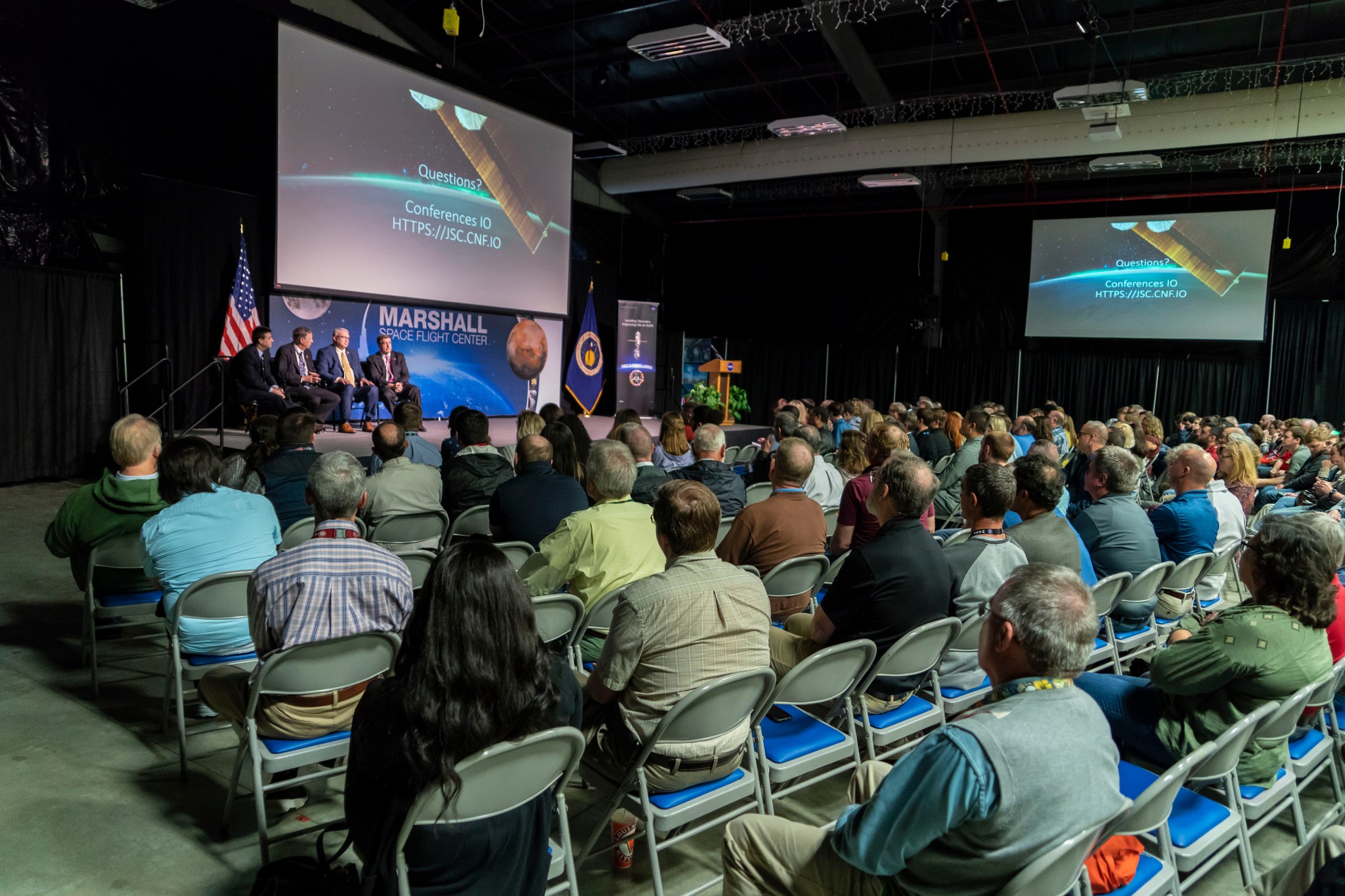 NASA employees and contractors supporting the International Space Station gathered Nov. 1 for an all-hands meeting.