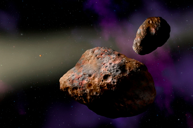 two asteroids in space