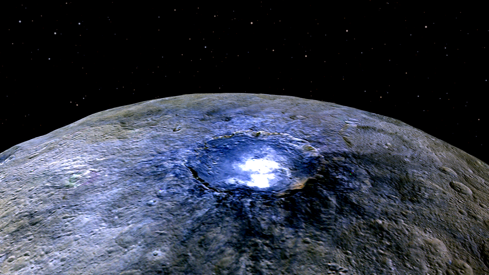Ceres' Occator Crater in false colors 