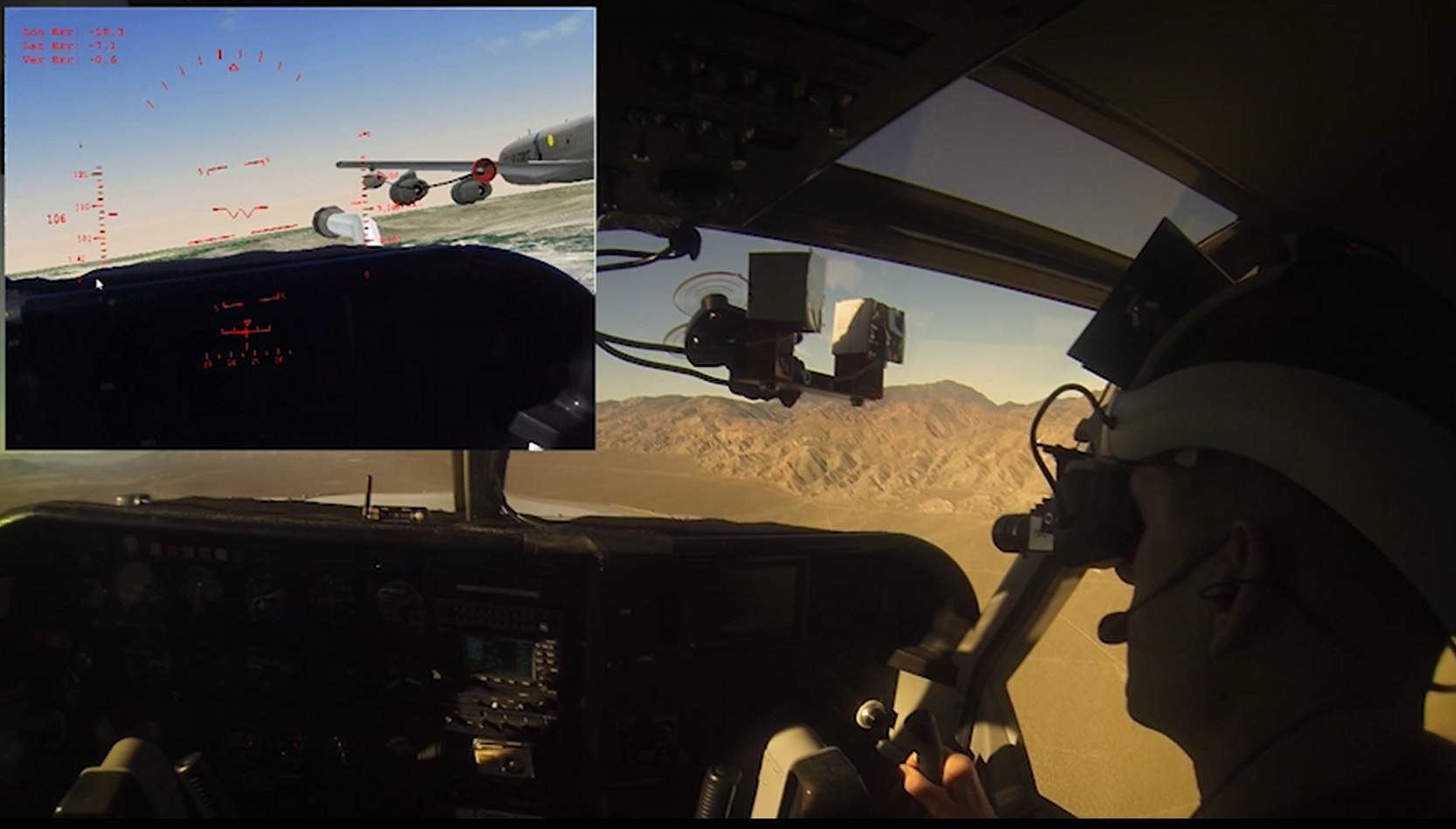 Pilot looking out the window.