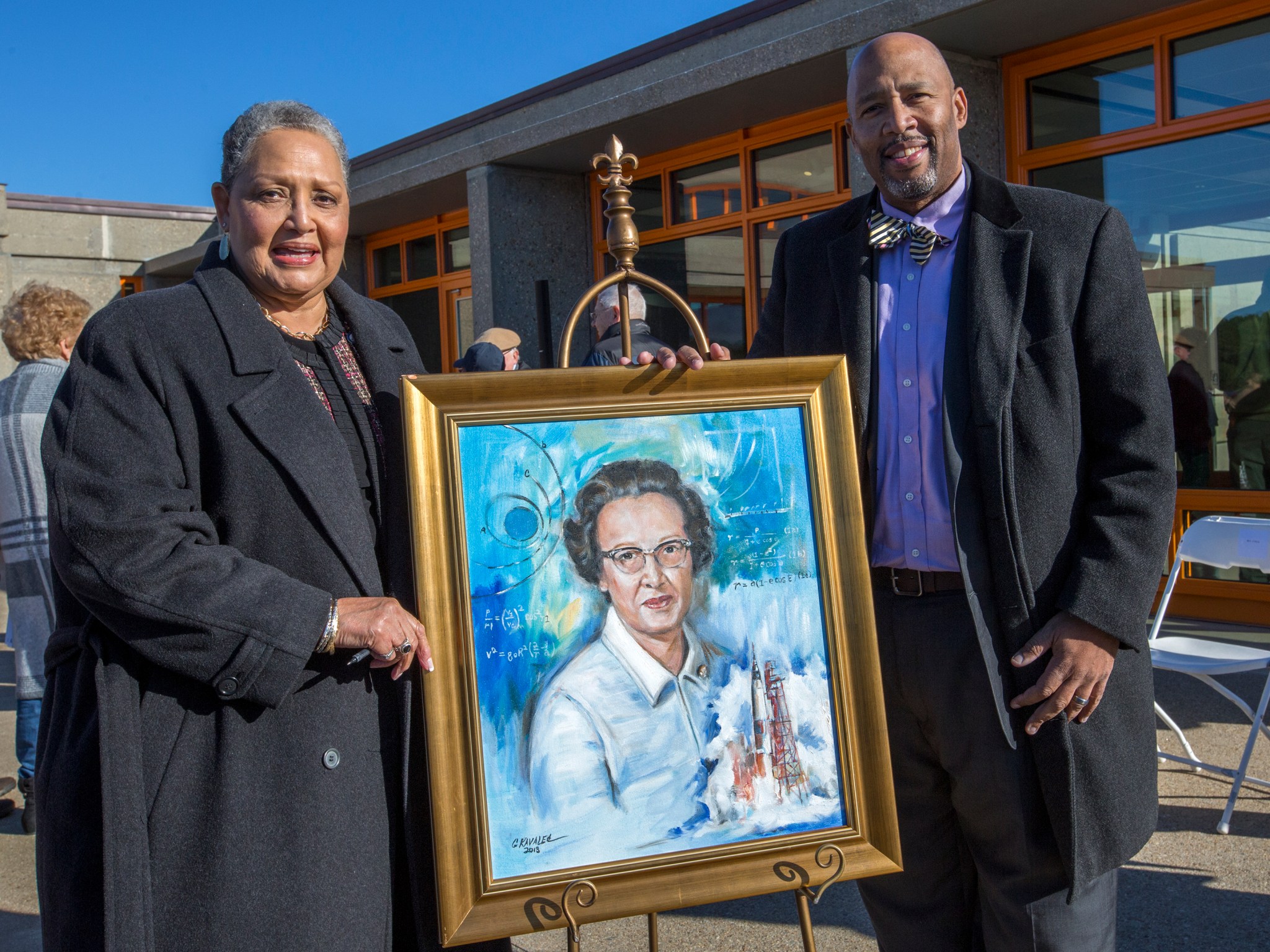 Katherine Johnson’s daughter, Katherine Moore, and grandson, Michael Moore, were on hand to participate in the event.