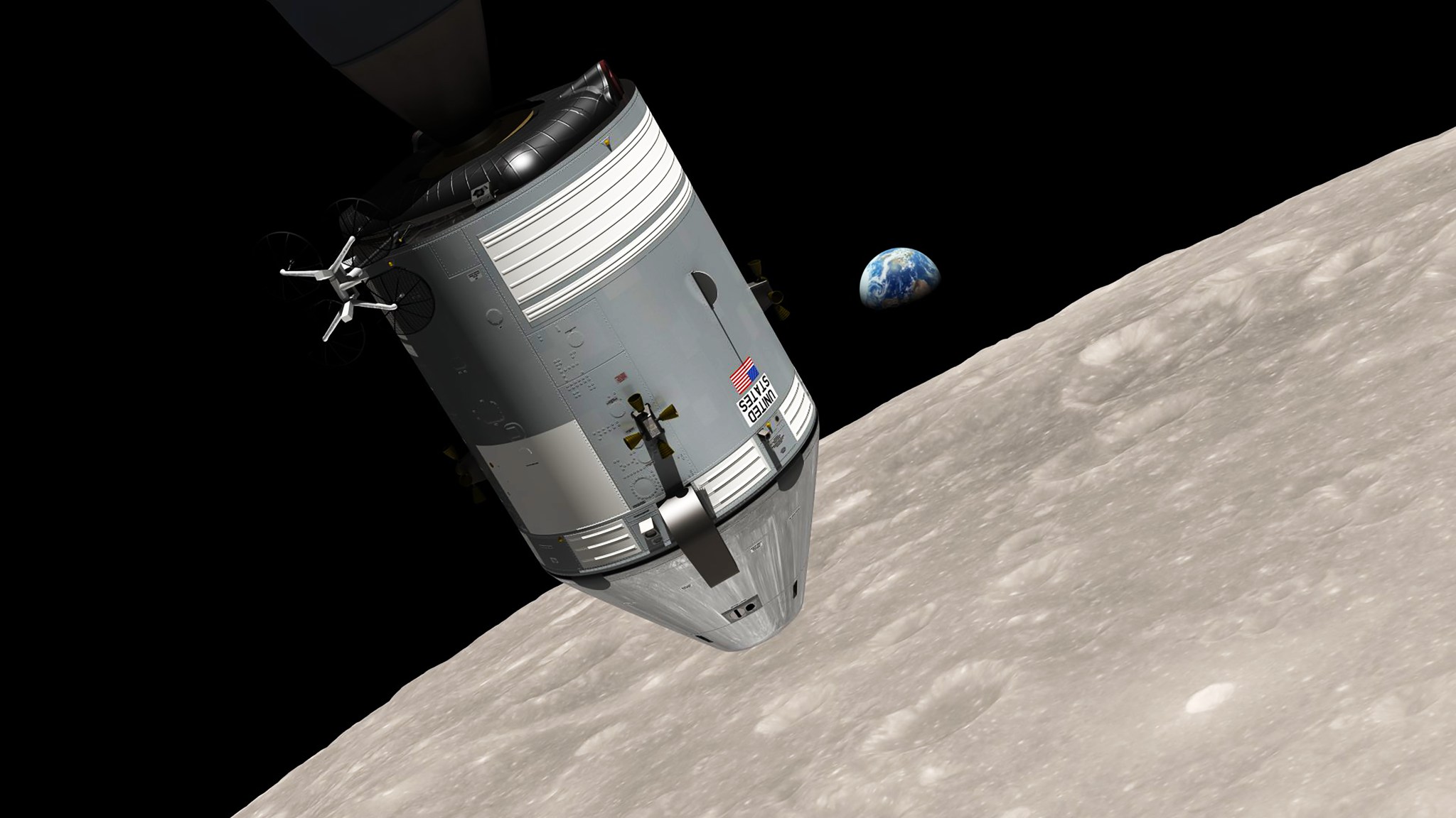 Apollo 8 spacecraft in orbit around the Moon