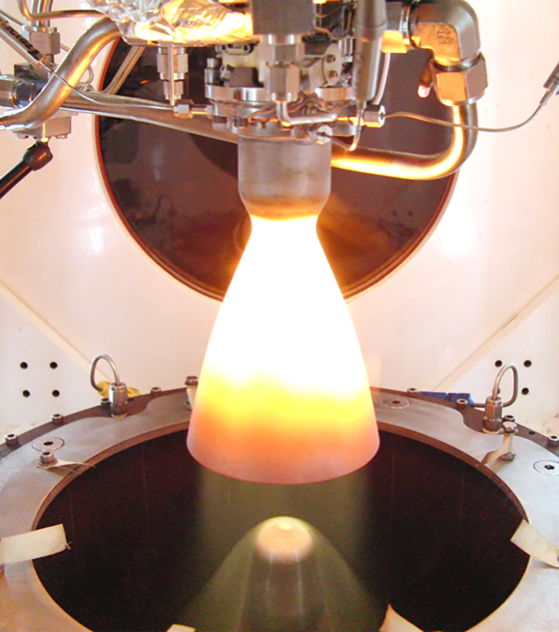 Deep Space Engine hardware testing is conducted in a NASA vacuum chamber. 