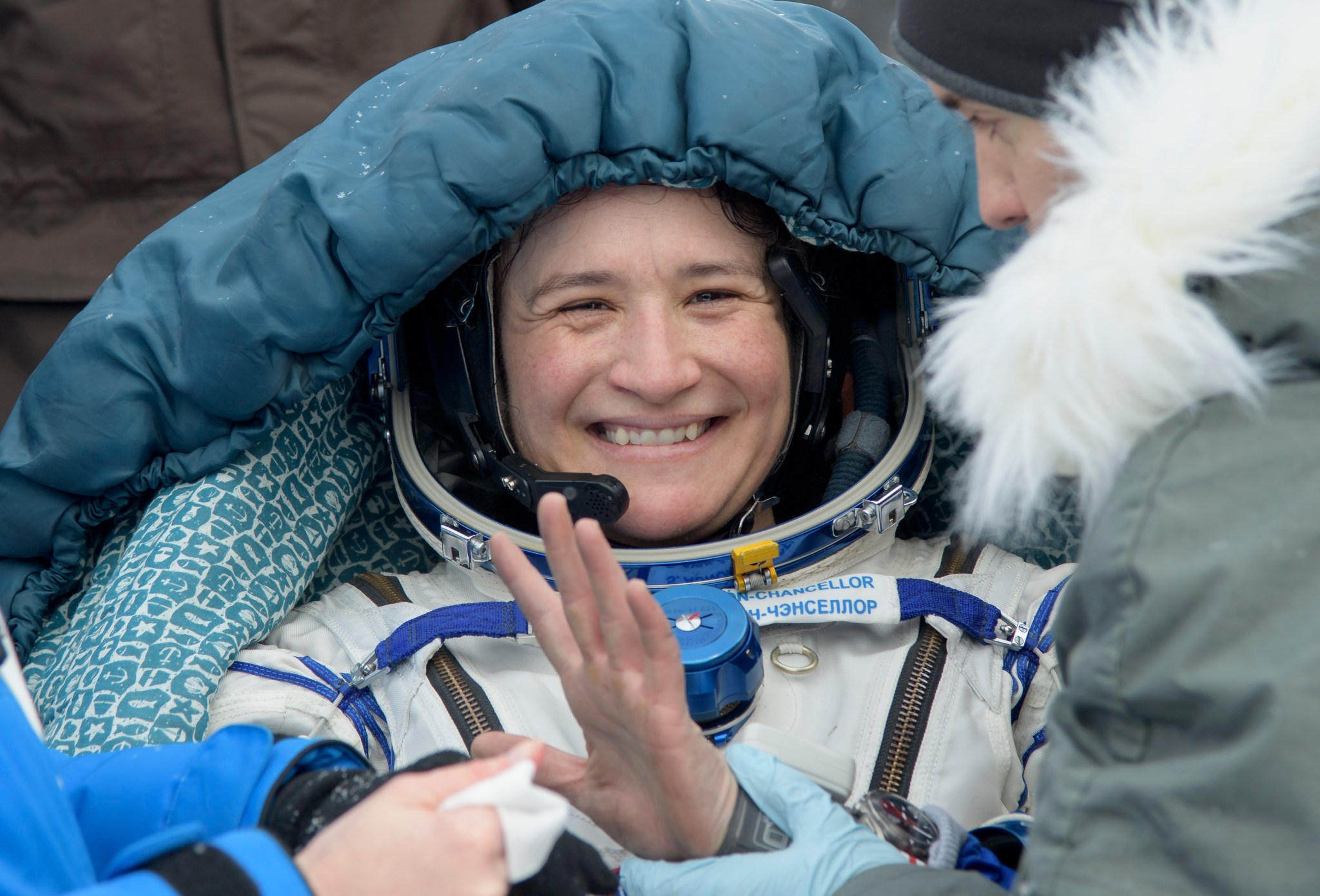 Serena Auñón-Chancellor of NASA after landing on Dec. 20, 2018.