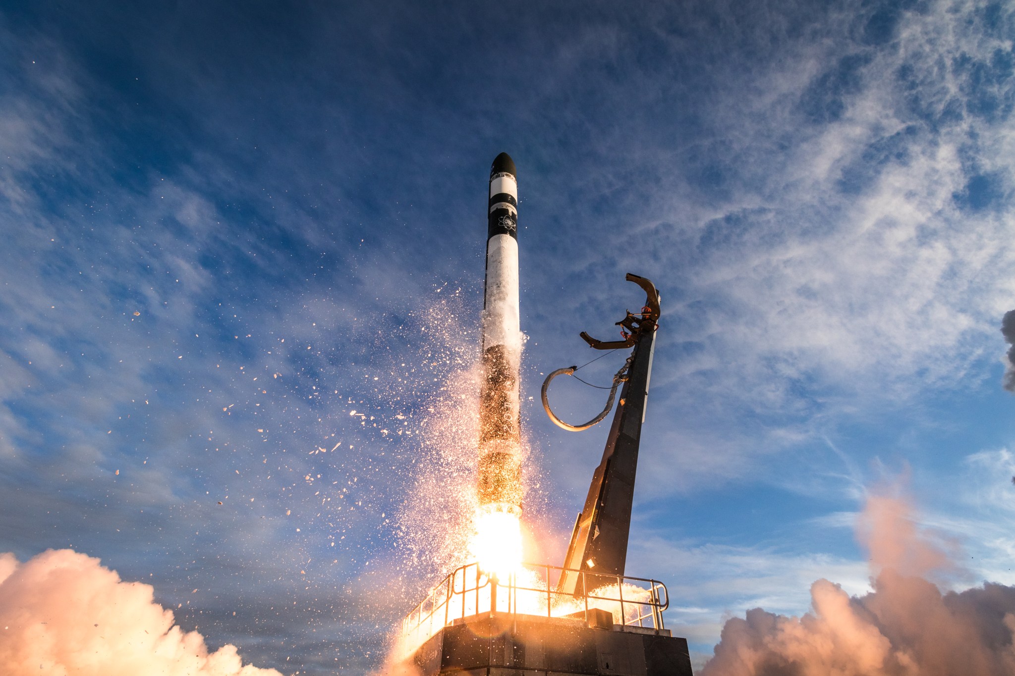 Rocket Lab's Electron rocket lifts off from Launch Complex 1 for the NASA ELaNa19 mission.