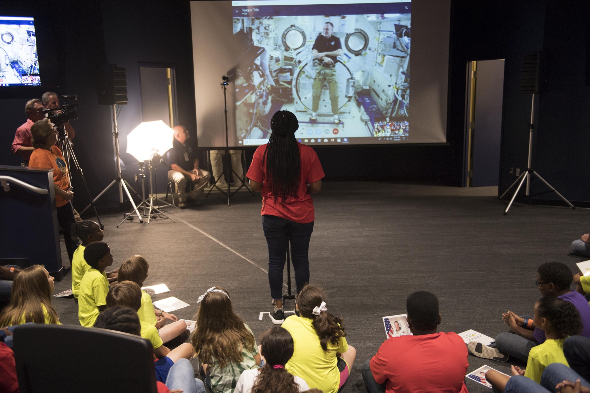 Astro Camp® participants interact with astronaut Ricky Arnold