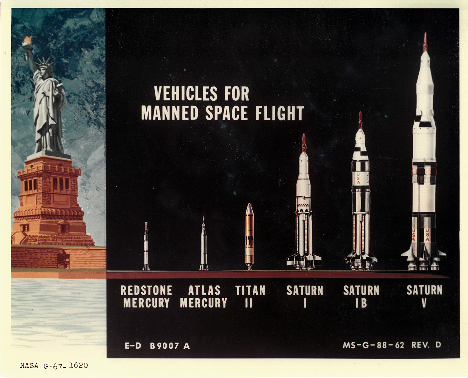 illustration of 1960s human spaceflight rockets