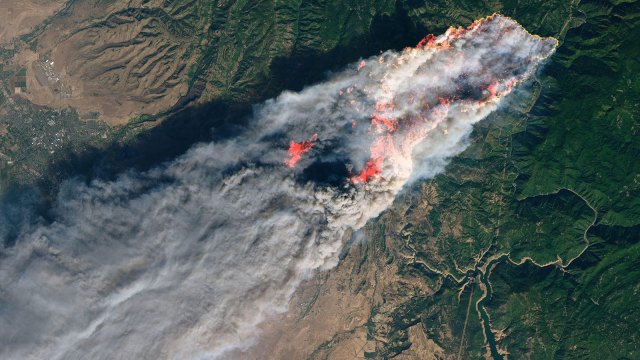 Camp Fire on Nov. 8 from the Landsat 8 satellite