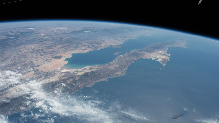The coast of southern California and Baja California