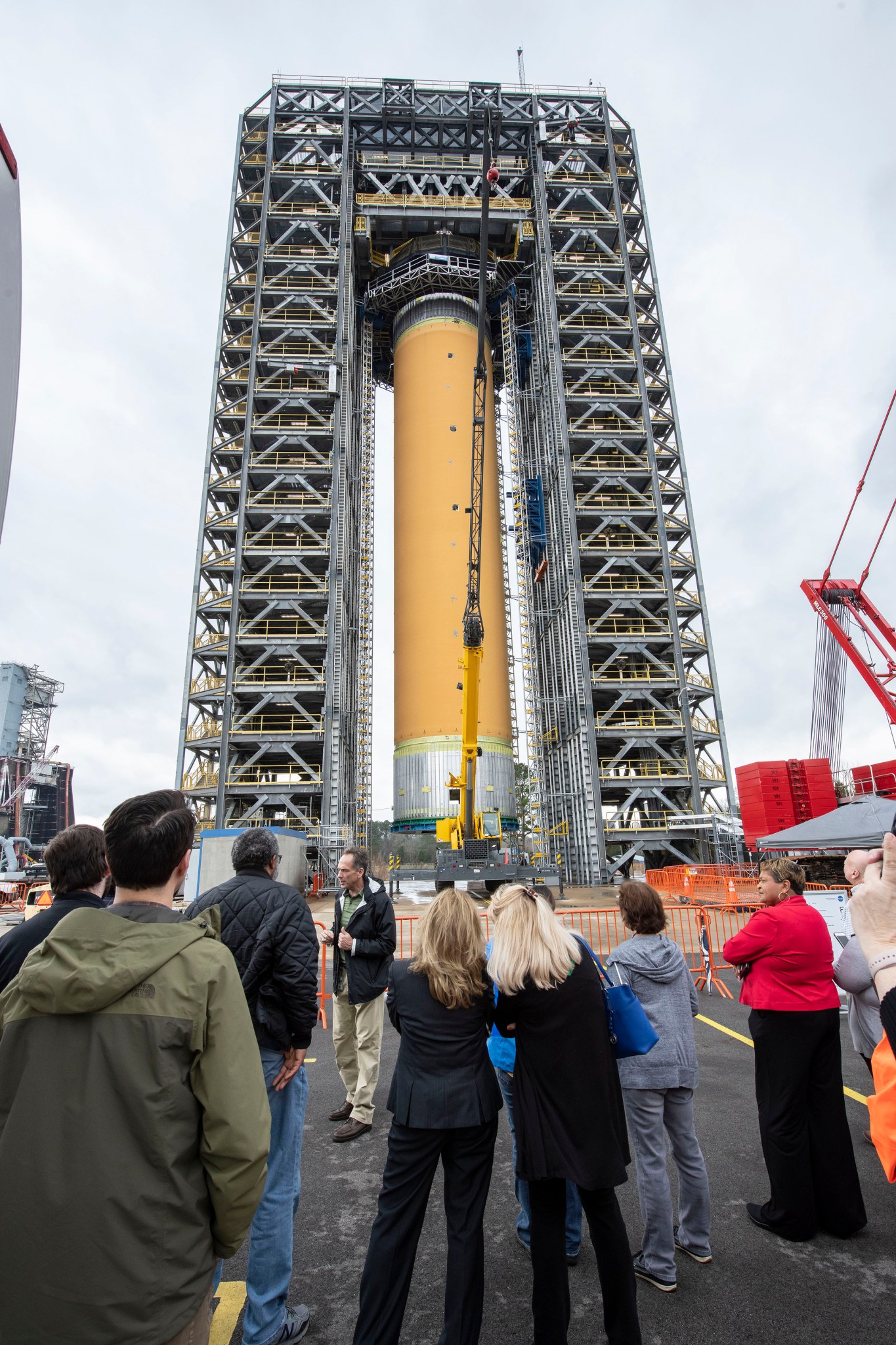 More than 700 view Feb. 6 the liquid hydrogen tank structural test article installed in Test Stand 4693 at Marshall.