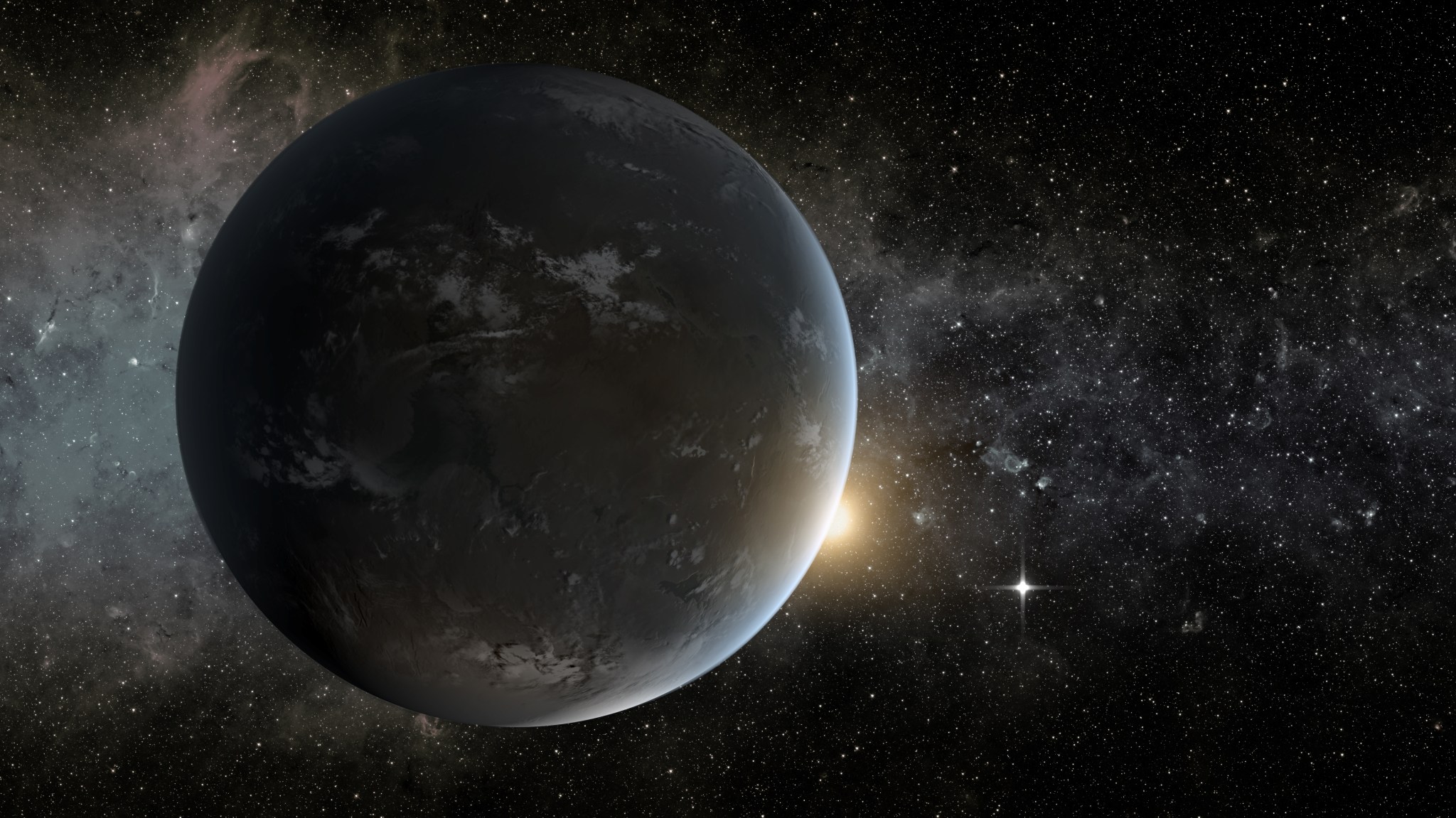 Illustration of a habitable exoplanet.