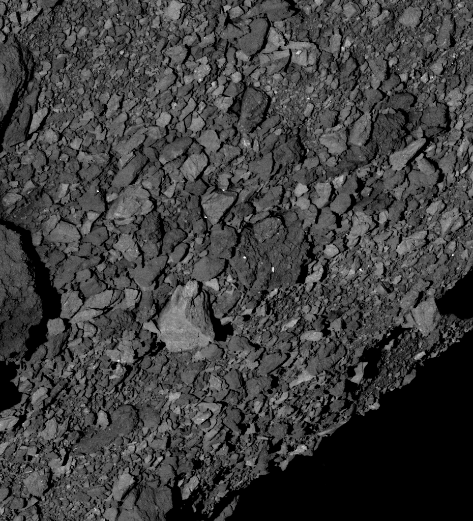 closeup of rocky asteroid surface