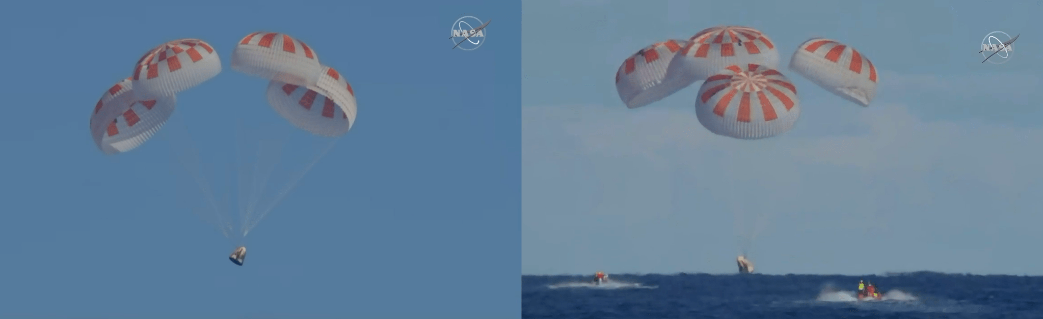 SpaceX’s Crew Dragon splashed down at 8:45 a.m. March 8, 2019, in the Atlantic Ocean