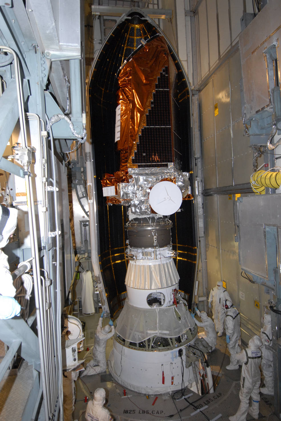 Photograph of Kepler in the payload shroud