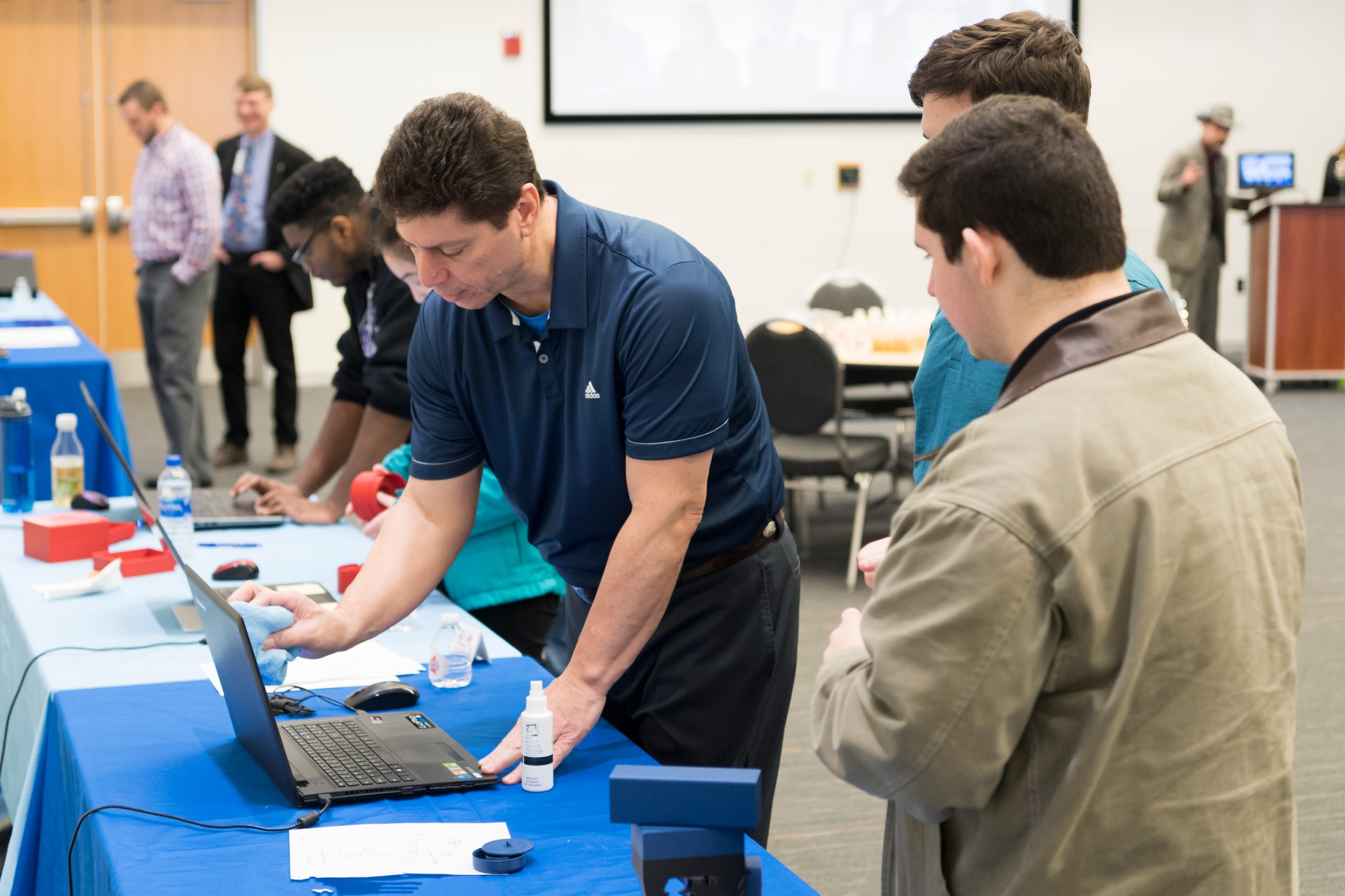 A York High School team shows off their project Feb. 26 at NASA Langley's HUNCH Critical Design Review.