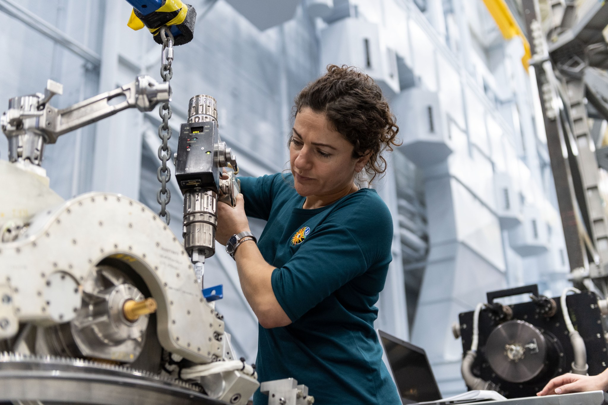 ASA astronaut Jessica Meir trains inside the Space Vehicle Mockup Facility at NASA’s Johnson Space Center. 