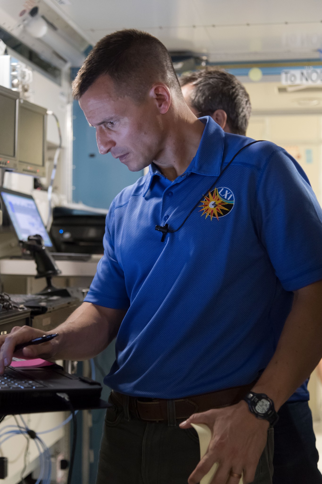NASA astronaut Drew Morgan trains inside a mockup of the International Space Station at NASA’s Johnson Space Center. 