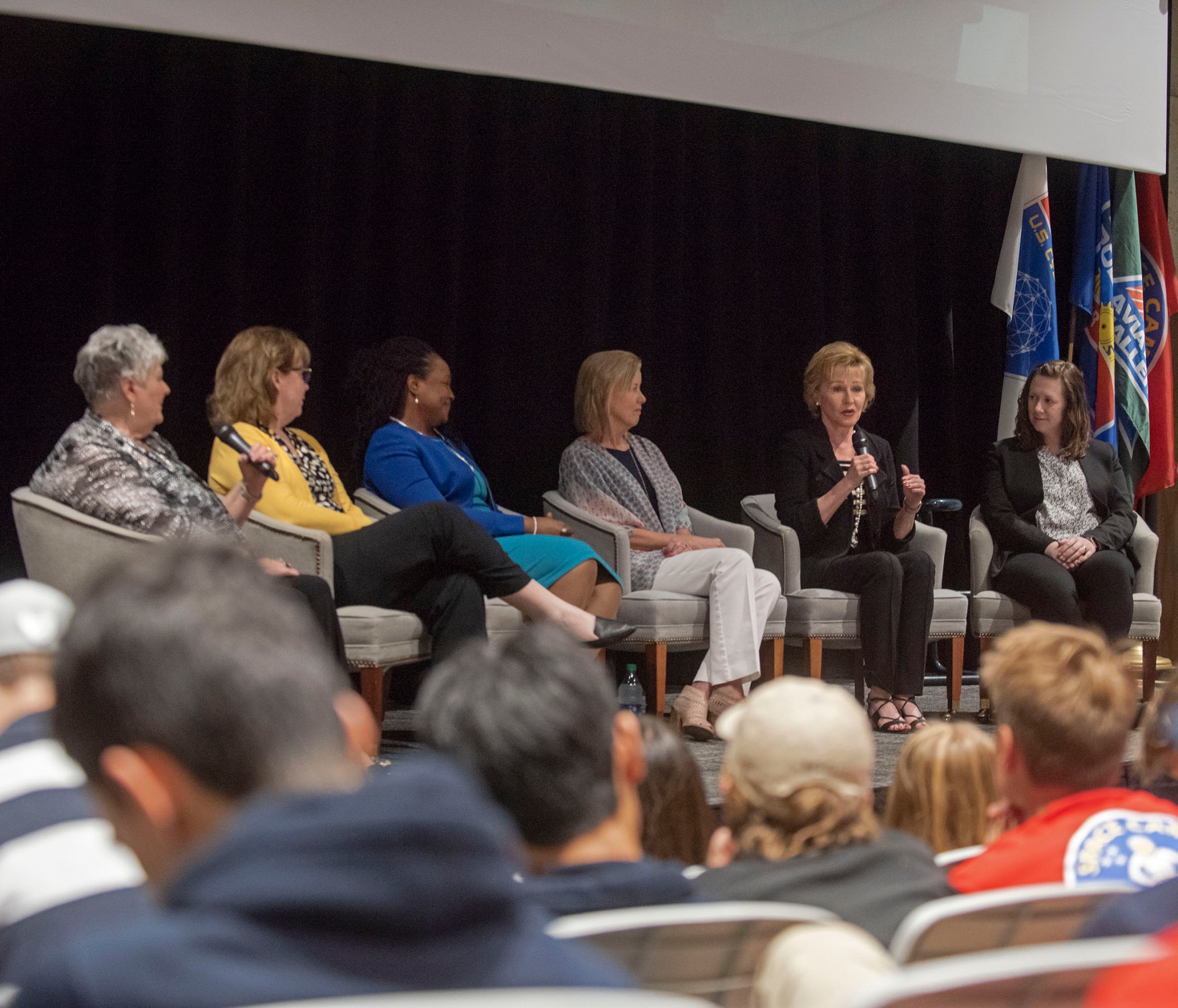 Women from NASA Marshall Space Flight Center’s past and present speak at the U.S. Space & Rocket Center’s Pass the Torch event.