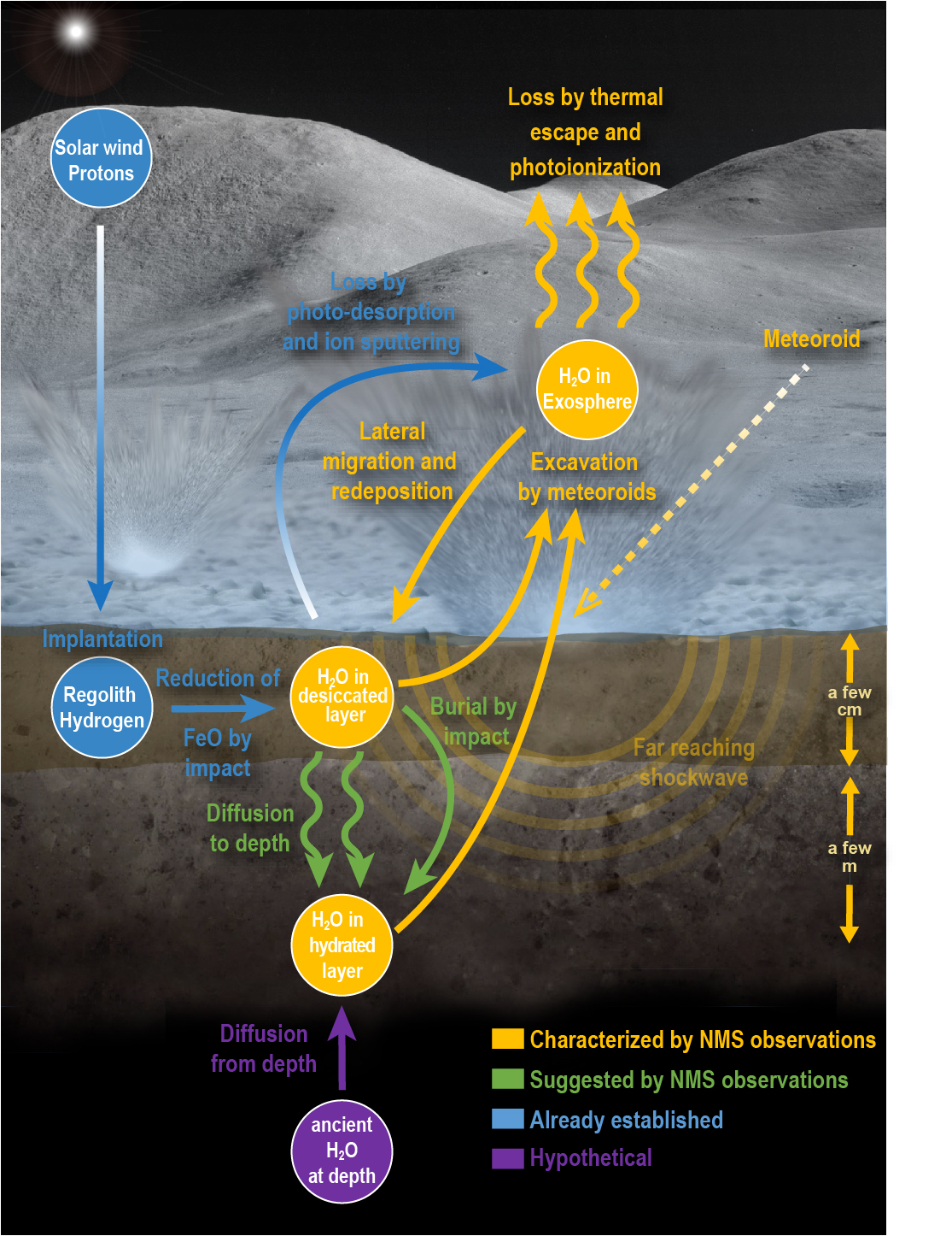 Infographic of the lunar water cycle