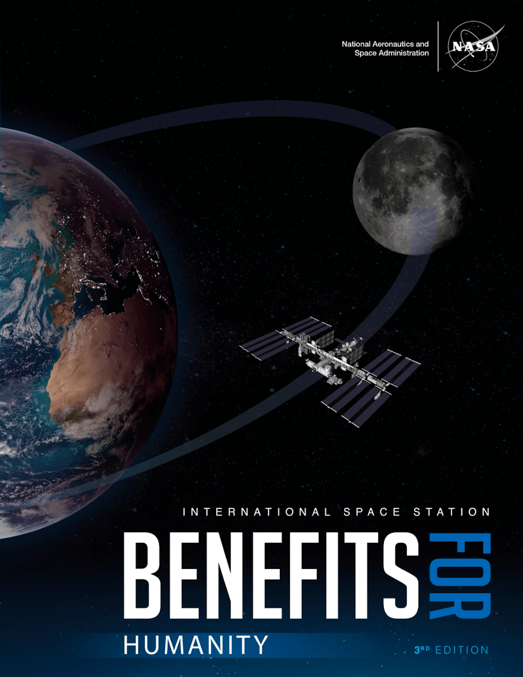 Cover of the book, International Space Station Benefits for Humanity, 3rd Edition