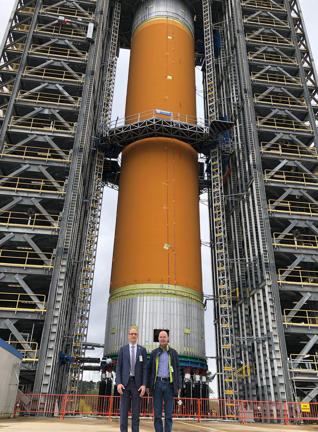 Dr. Renato Krpoun, left, , and Urs Frei visit NASA’s Marshall Space Flight Center on April 5. 